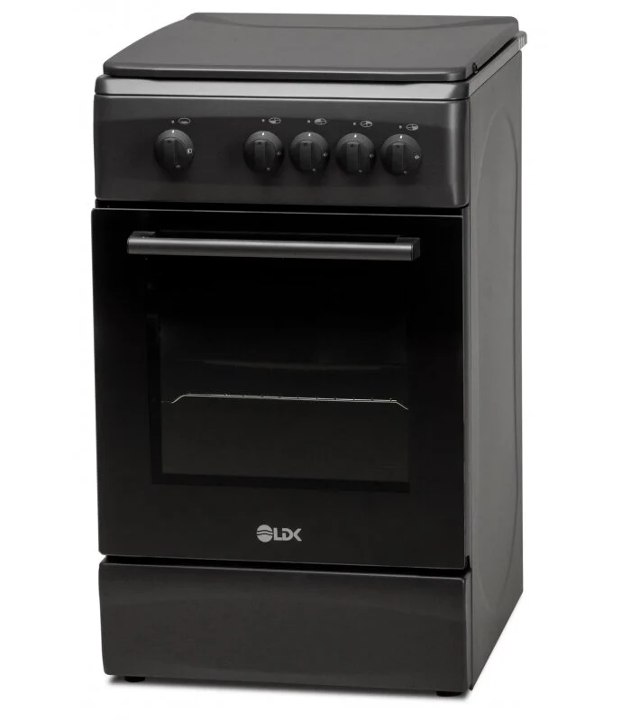 Aragaz pe Gaz LDK 5060 MAT Black RMV, 4 Arzătoare, Cuptor Gaz 46L, Siguranță Plită și Cuptor, Capac Metalic, Grătare Emailate, Duze GPL Incluse, 50 x 60 cm, Negru Mat, 4 Ani Garanție [3]