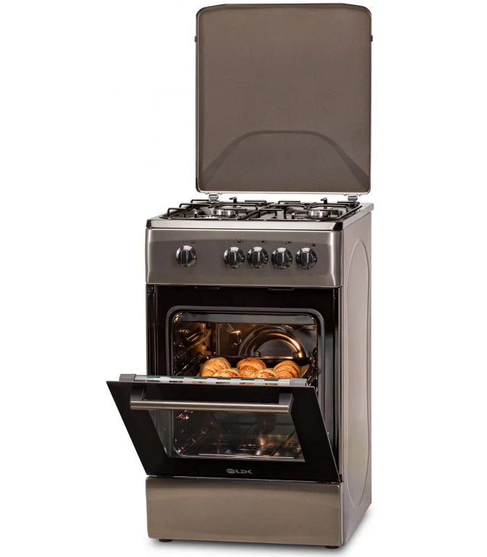 Aragaz pe Gaz LDK 5060 Shiny Grey RMV, 4 Arzătoare, Cuptor Gaz 46L, Siguranță Plită și Cuptor, Capac Metalic, Duze GPL Incluse, 50 x 60 cm, Gri Metal, 4 Ani Garanție [3]