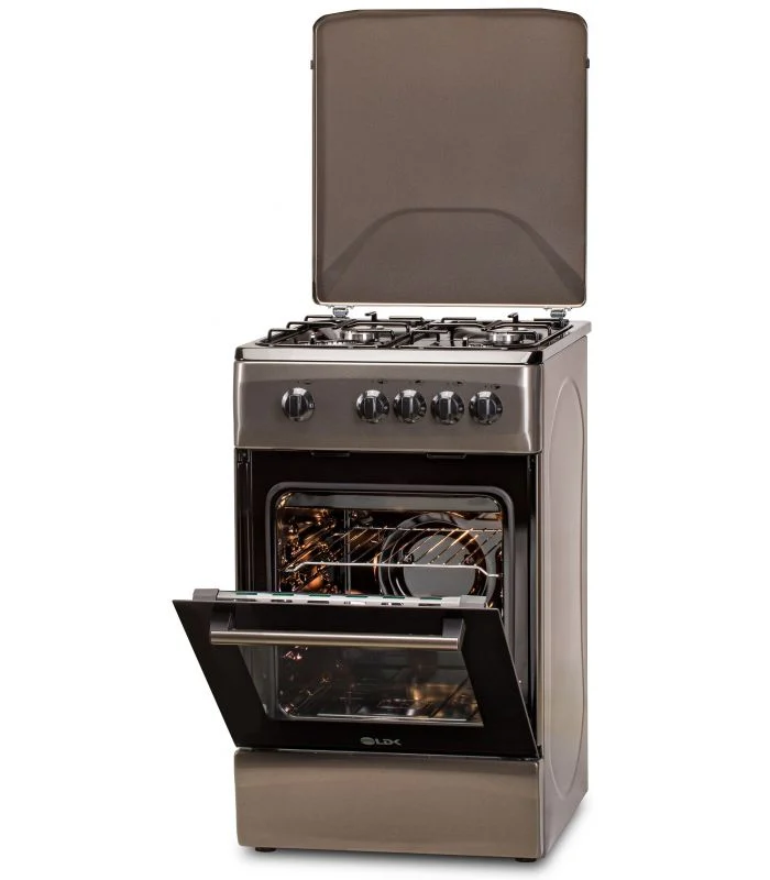 Electronice & Electrocasnice - Aragaz pe Gaz LDK 5060 Shiny Grey RMV, 4 Arzătoare, Cuptor Gaz 46L, Siguranță Plită și Cuptor, Capac Metalic, Duze GPL Incluse, 50 x 60 cm, Gri Metal, 4 Ani Garanție