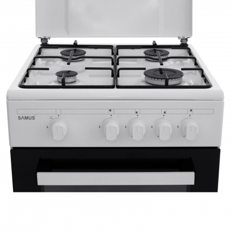 Pachet Aragaz pe gaz Samus SM450ABS, Plită cu 4 arzătoare, cuptor 49L, dublu geam, siguranță gaz + Butelie GPL 26 L, Ceas Regulator, Furtun 2m și 2 Coliere [5]