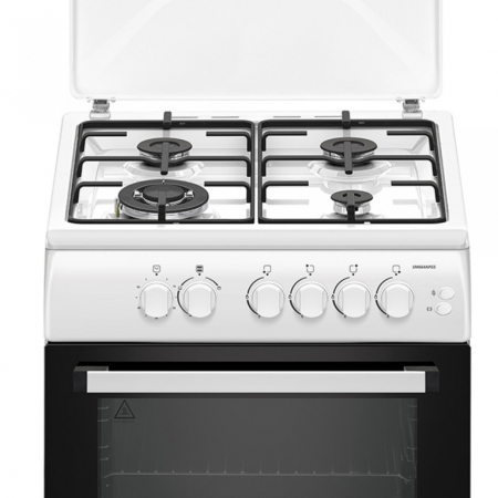 Aragaz pe gaz Samus SM664APGS, 4 arzatoare, cuptor pe gaz, 1 arzator Wok, aprindere electrica, dispozitiv siguranta plita si cuptor, timer, grill, Alb [2]