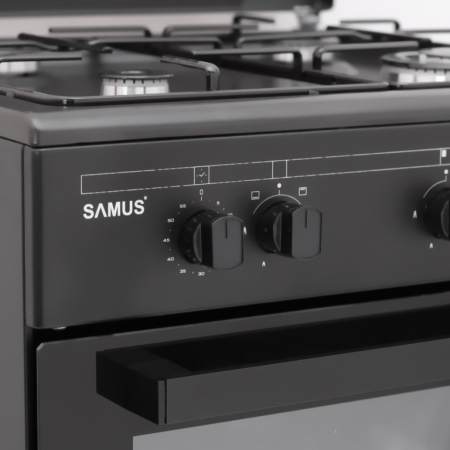 Aragaz pe gaz Samus SM667APGS Antracit, 4 arzatoare, 1 arzator Wok, aprindere electrica, grill, timer, lumina interioara, Antracit [4]