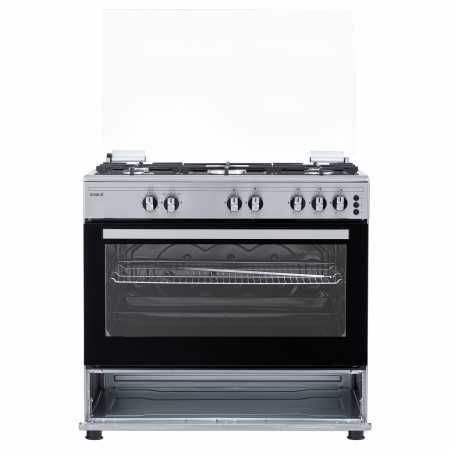 Aragaz pe gaz Samus SM950AGRXS, 5 arzatoare pe gaz, 1 arzator Wok, cuptor pe gaz, aprindere electrica plita si cuptor, dispozitiv siguranta plita si cuptor, lumina la cuptor, timer, grill, rotisor [7]