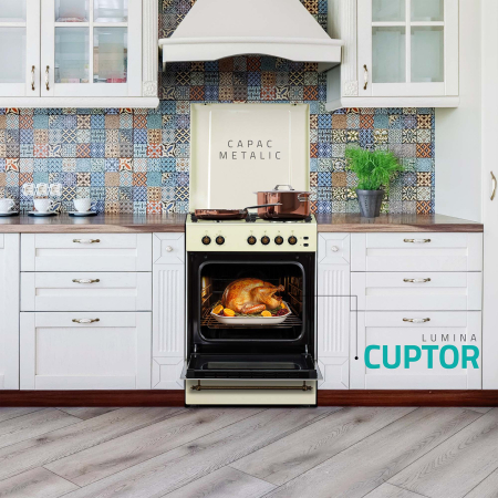 Aragaz pe gaz Samus SR660S4C, 1 arzator Wok, cuptor pe gaz 55 litri, aprindere electrica plita si cuptor [3]