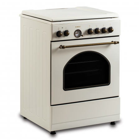 Aragaz Rustic Samus SR660EL1CW – 4 arzătoare pe gaz (1 Wok), + Diuze GPL, cuptor electric 56L, 6 funcții, aprindere electrică, timer analogic, culoare crem [4]