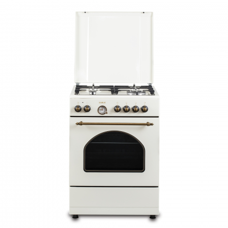 Aragaz Rustic Samus SR660EL1CW – 4 arzătoare pe gaz (1 Wok), + Diuze GPL, cuptor electric 56L, 6 funcții, aprindere electrică, timer analogic, culoare crem [6]