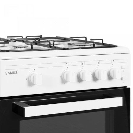 Aragaz Samus SM450APBS, 4 arzătoare, cuptor pe gaz 49L, aprindere electrică, lumină cuptor, 50x50 cm, alb, pentru utilizare cu butelie [2]