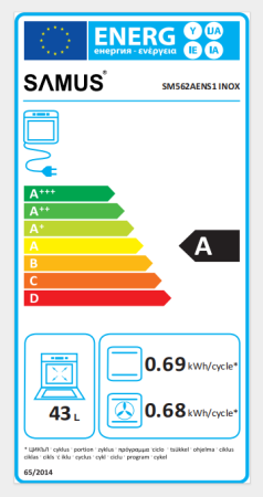 Aragaz Samus SM562AENS1 – 4 arzătoare pe gaz, cuptor electric 43 L, aprindere electrică, timer, inox, design modern [7]