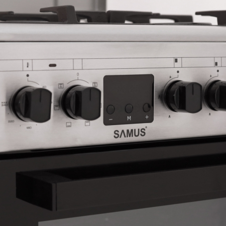 Aragaz Samus SM563AENS, 4 arzatoare pe gaz, cuptor electric, 7 functii, grill, timer digital, Argintiu [4]