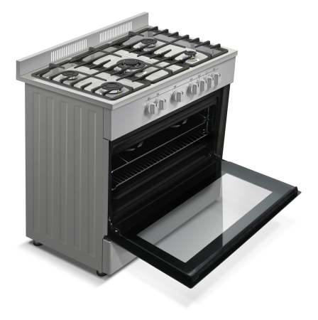 Aragaz semi-profesional Nobeltek NLT SP6904IX/FE1, plita gaz cu 5 ochiuri(arzator mare triplu), cuptor electric (110l), aprindere electrica, grill, iluminare cuptor, rotisor, gratare fonta [2]