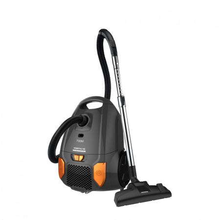 Aspiratoare uscat, umed si cenusa - Aspirator cu sac Heinner HVC-MGRY1400-V2, 700 W, sac textil, 3 L, putere variabila, HEPA 12, tub telescopic metalic, Negru