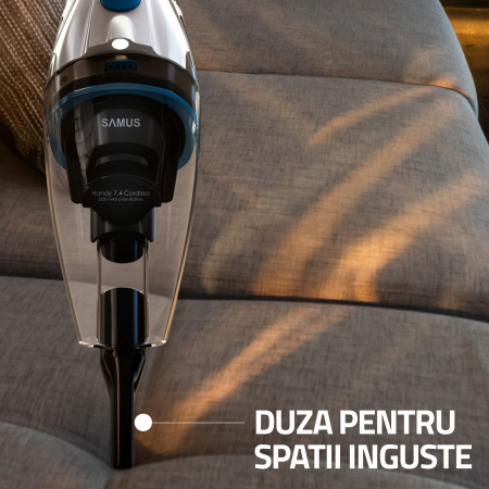 Aspirator de mana Samus Handy 7.4 Cordless fara fir Putere 50W 5 Kpa Umed uscat Filtru HEPA LED 0.7 kg [13]