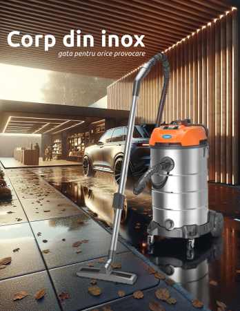 Aspirator Multifunctional Limpio LWD-80X2 Umed-Uscat, 80L, 2400W, 2 Motoare, 21 kPa, cu Sac, Suflare, Inox [3]