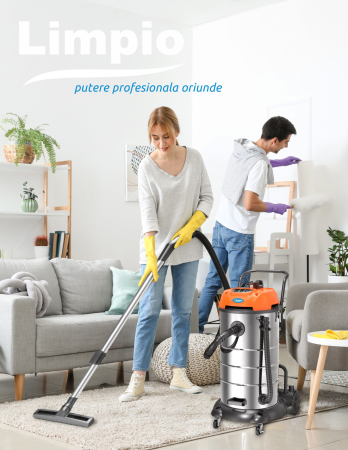 Aspirator Multifunctional Limpio LWD-90X3 Umed-Uscat, 90L, 3600W, 3 Motoare, 22 kPa, cu Sac, Suflare, Inox [1]