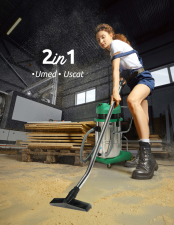 Aspirator Multifunctional Limpio SC602J Umed-Uscat, 60L, 2000W, 2 Motoare, 25 kPa, Debit 106 l/s, Inox [2]