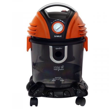 Aspirator Samus Aquafilter Orange, cu filtrare prin apa, fara sac, 15 litri, filtru HEPA, aspirare umeda si uscata, functie suflare aer, Portocaliu [1]