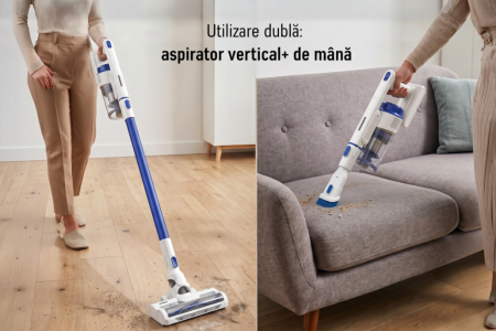 Aspirator Vertical 2 in 1 Heinner FastClean 140 HSVC-PDC140BL, Acumulator, 140 W, Recipient 0.5 L, Multi-Suprafete [8]