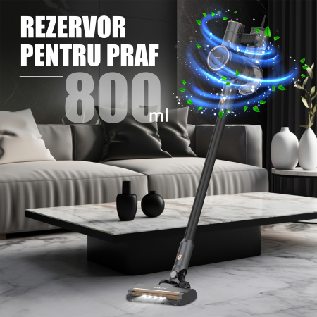 Aspirator vertical 2 in 1 Samus Sticky 61 Eco Gold 600W 17kPa Cyclonic LED Filtru HEPA Gri Auriu [13]