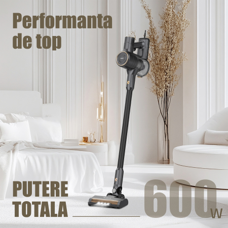 Aspirator vertical 2 in 1 Samus Sticky 61 Eco Gold 600W 17kPa Cyclonic LED Filtru HEPA Gri Auriu [12]