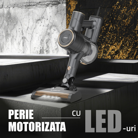 Aspirator vertical 2 in 1 Samus Sticky 61 Eco Gold 600W 17kPa Cyclonic LED Filtru HEPA Gri Auriu [11]