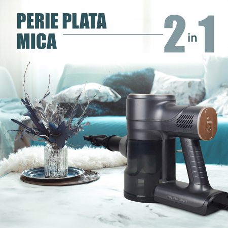 Aspirator vertical 2 in 1 Samus Sticky 61 Eco Gold 600W 17kPa Cyclonic LED Filtru HEPA Gri Auriu [10]