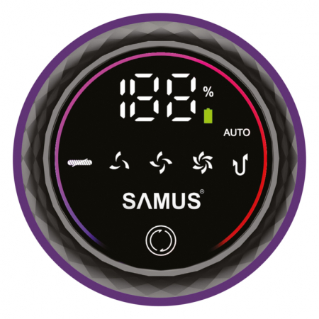 Aspirator vertical Samus Typhoon Ultra Power, ciclonic, pentru uz casnic si auto, filtru Hepa + inox, 0.65 litri, perie motorizata cu LED-uri, 4 trepte de putere, functie iSense, Mov [4]