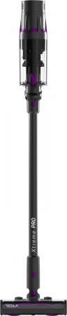 Aspiratoare uscat, umed si cenusa - Aspirator vertical Tesla HS505GP, 500W, autonomie 70 min, 29.6V, display digital, filtru HEPA, capacitate 0.6 l, capacitate baterie 3000mAh, Gri/Mov