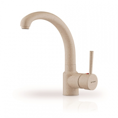 BUCATARIE - Baterie bucătărie Armonica Beige, monocomandă, pipă înaltă, corp din alamă, cartuș cu disc ceramic și finisaj premium granit bej, design modern și durabil
