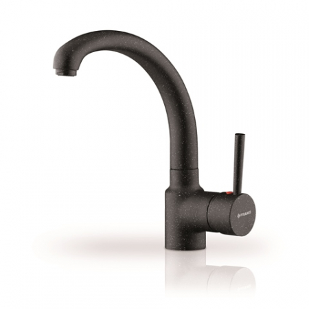 BUCATARIE - Baterie bucătărie Armonica Negru, monocomandă, pipă înaltă, corp din alamă, cartuș cu disc ceramic și finisaj premium granit negru, design modern și durabil