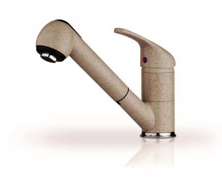 BUCATARIE - Baterie bucătărie Festivo Sand, monocomandă, pipă înaltă și extractabilă, finisaj granit Sandstone premium, design modern și durabil