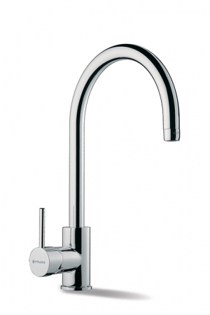 BUCATARIE - Baterie bucătărie Gusto crom, monocomandă, pipă înaltă, corp din alamă/bronz, cartuș cu disc ceramic și finisaj crom premium, design modern și durabil