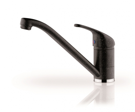 BUCATARIE - Baterie bucătărie Modo Negru, monocomandă, pipă înaltă, cartuș ceramic durabil, corp din alamă, finisaj granit negru premium, design elegant și practic