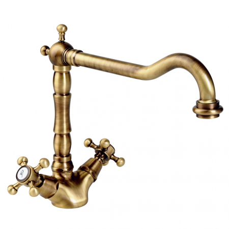 BUCATARIE - Baterie bucătărie Pyramis MAYFAIR Bronz, dublă comandă, robineți rotativi, finisaj antichizat elegant, design premium pentru bucătării tradiționale