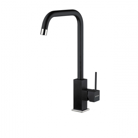 BUCATARIE - Baterie de bucătărie Pyramis ADELITA Black, monocomandă, cu pipă înaltă dreaptă, aerator cu limitare de debit și finisaj negru elegant