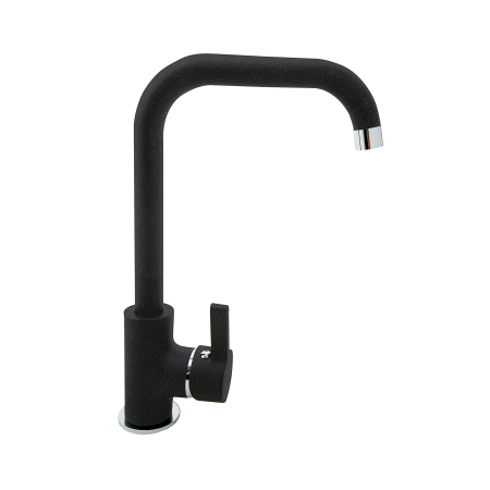 BUCATARIE - Baterie de bucătărie Pyramis SILVIO Black, monocomandă, cu pipă înaltă semidreaptă, aerator cu limitare de debit și finisaj negru elegant