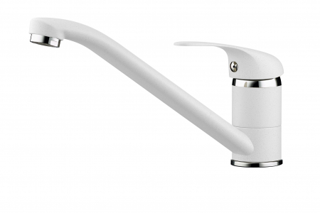 BUCATARIE - Baterie pentru chiuvetă de bucătărie Pyramis ASALIA White, monocomandă, pipă lungă, finisaj granit elegant și aerator cu limitare de debit pentru eficiență