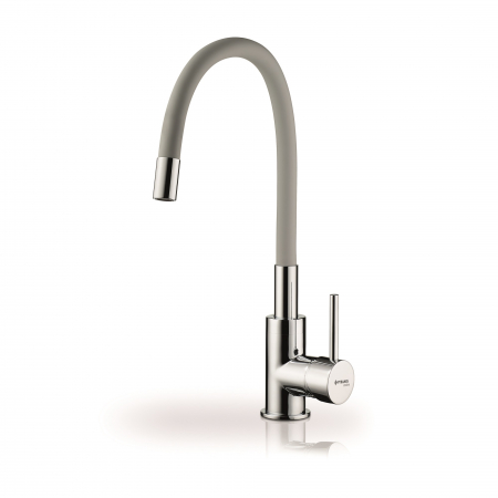 BUCATARIE - Baterie pentru chiuvetă de bucătărie Pyramis AURELIA Grey, monocomandă, pipă înaltă flexibilă, finisaj premium gri, aerator economizor