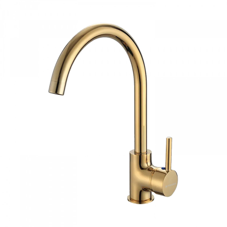 BUCATARIE - Baterie pentru chiuvetă de bucătărie Pyramis ECO BELLO PVD Gold, monocomandă, pipă înaltă, finisaj premium, cu aerator economizor