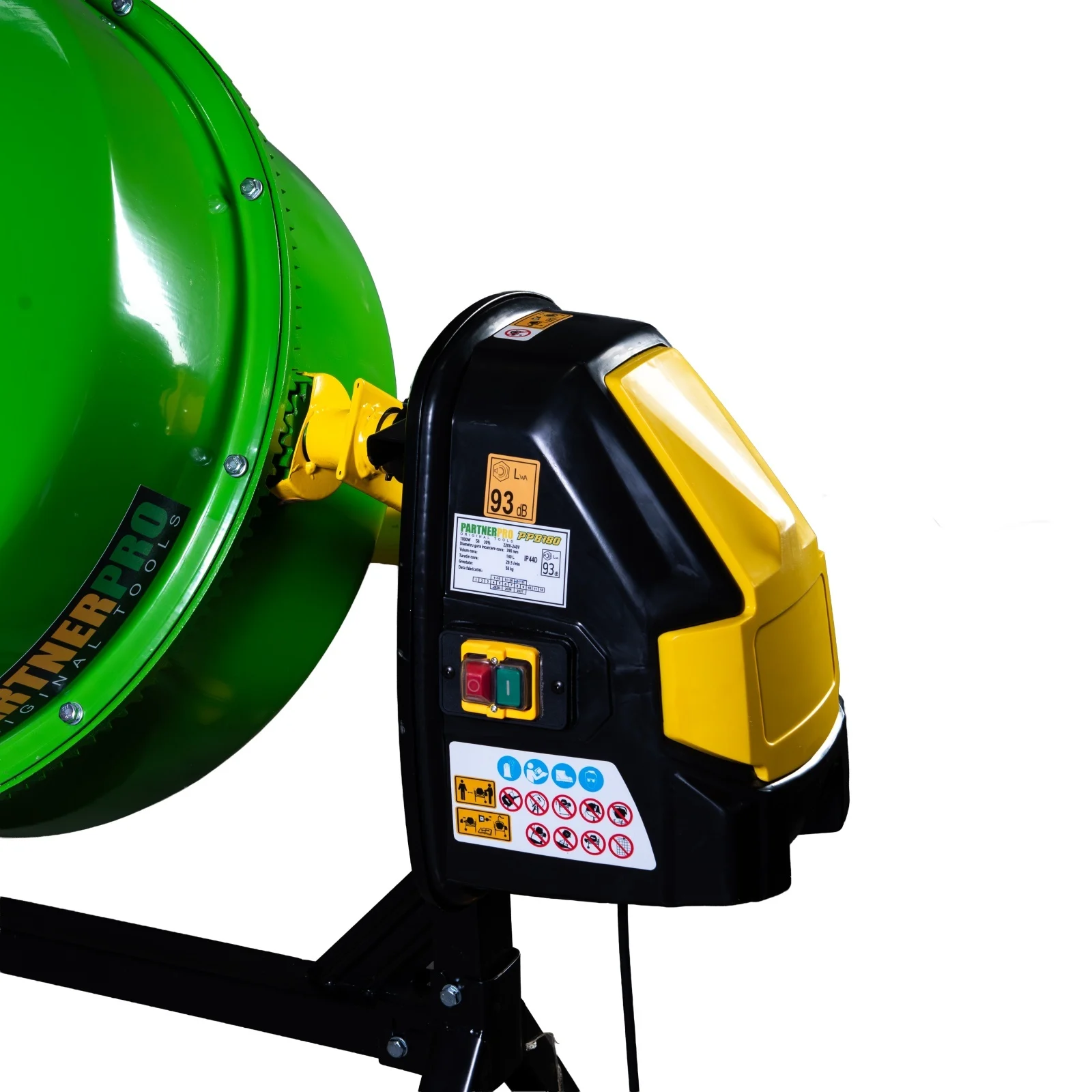 Betonieră profesionala PARTNERPRO PPB180, capacitate cuva 180L, putere motor 1000 W, rotatii cuva 29,5 rot/min, coroana din fonta [6]