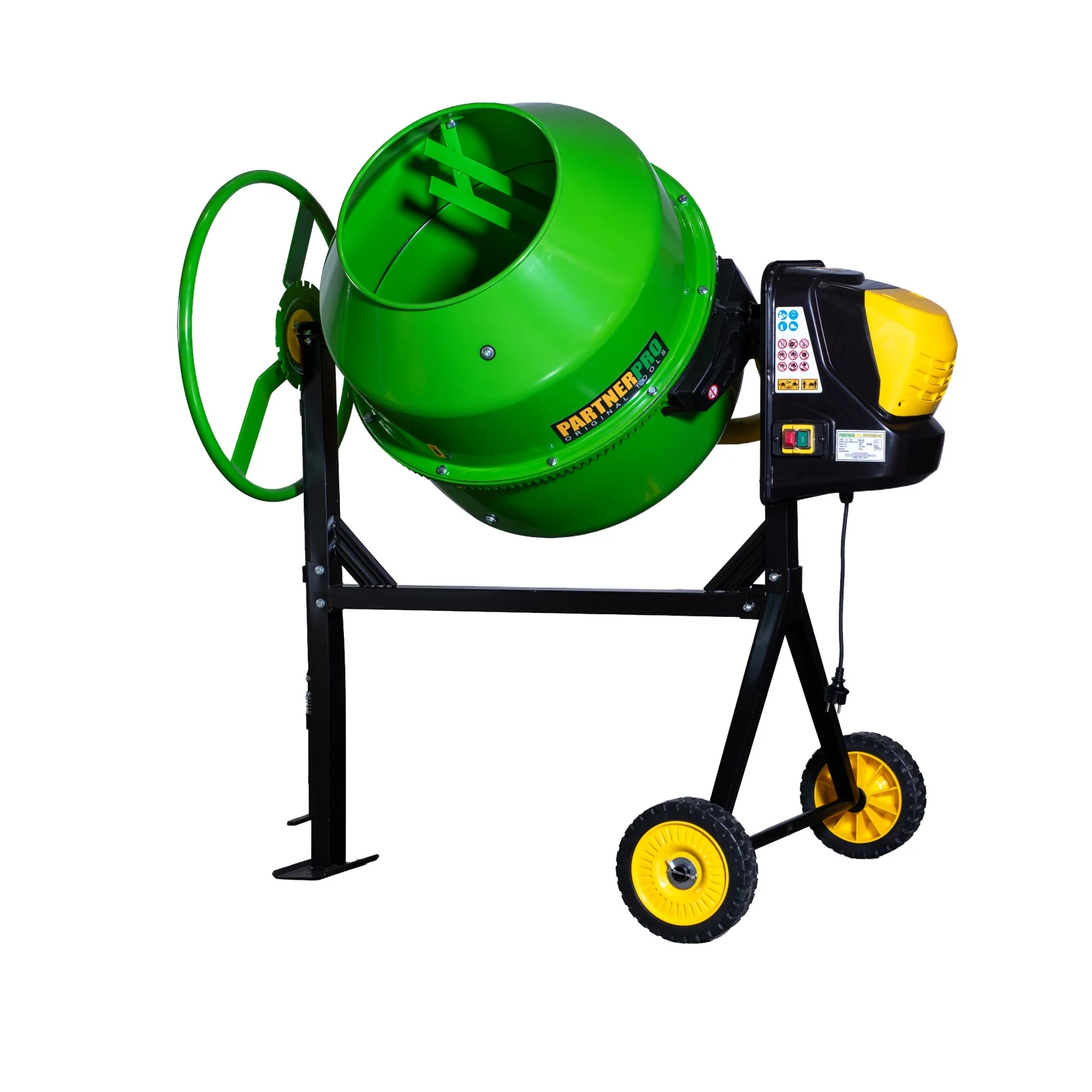Betoniere - Betonieră profesionala PARTNERPRO PPB205, capacitate cuva 205 L, putere motor 1250 W, rotatii cuva 29,5 rot/min, coroana din fonta