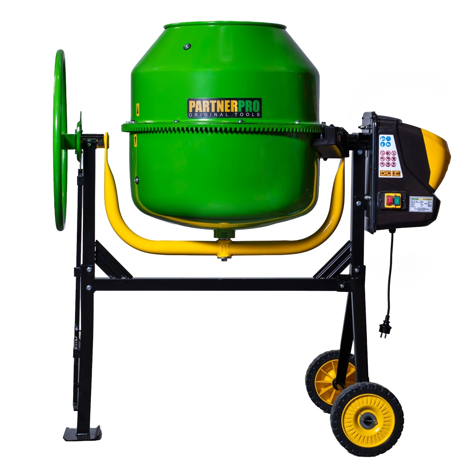 Betonieră profesionala PARTNERPRO PPB205, capacitate cuva 205 L, putere motor 1250 W, rotatii cuva 29,5 rot/min, coroana din fonta [1]