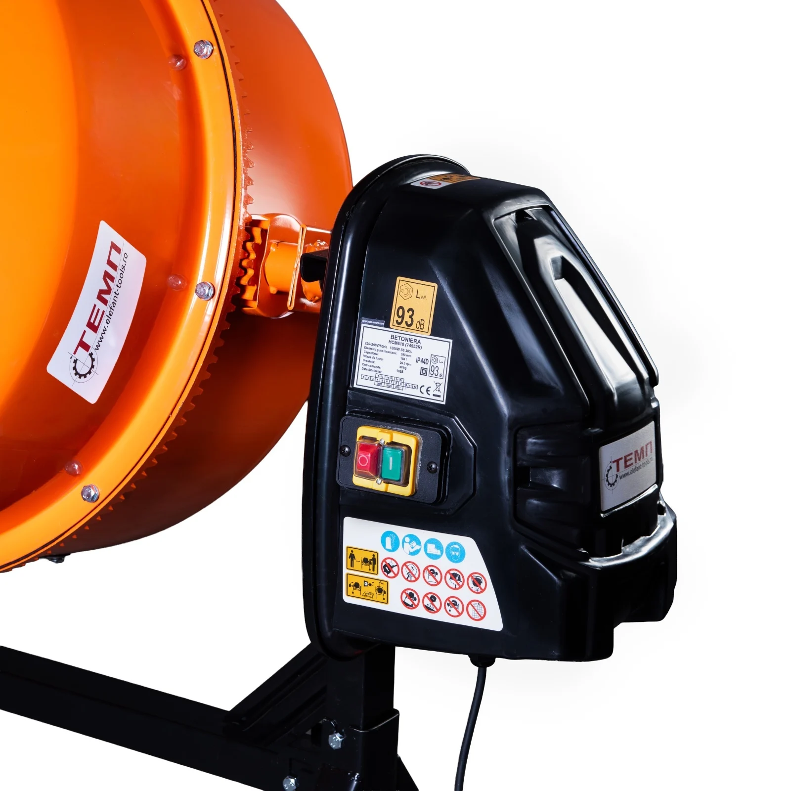 Betonieră TEMP HCM610, capacitate cuva 180L, putere motor 1000 W, rotati cuva 29,5 rot/min, coroana din fonta [4]