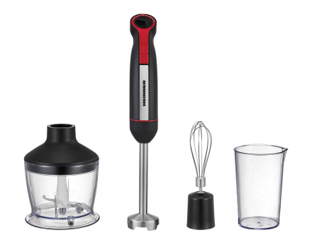 Electronice & Electrocasnice - Blender de Mână Heinner HHB-DC1200BKRD, 1200 W, Motor DC, Viteză Variabilă + Turbo, Picior și Lame Inox, Tel, Tocător 500 ml, Cană 600 ml, Negru/Roșu