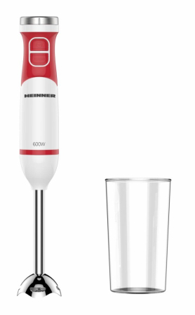 Blender de Mână Heinner NewFlex-600 HHB-D600WHR, 600 W, Motor DC, Viteză Variabilă, Lame din Inox, Cană de Mixare 700 ml, Alb/Roșu [1]