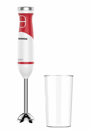 Blender de Mână Heinner NewFlex-600 HHB-D600WHR, 600 W, Motor DC, Viteză Variabilă, Lame din Inox, Cană de Mixare 700 ml, Alb/Roșu [2]
