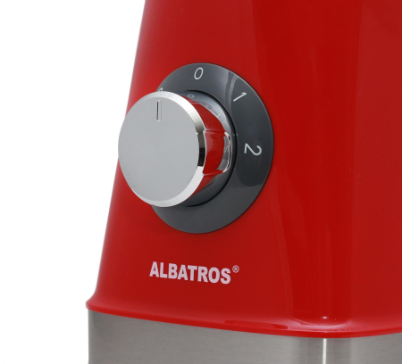 Blender de masa Albatros BM704RED, 700 W, 2 viteze + Pulse, vas 1.2 L, lama inox, culoare roșu [2]