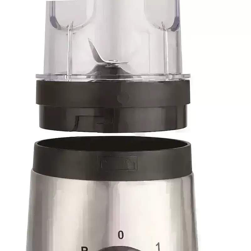 Blender DelCaffe Yoga Refresh, 2 recipiente cu capac 0.6l / 0.3l, putere 300W, 2 trepte viteza, Functie pasare/ maruntire, inox [3]