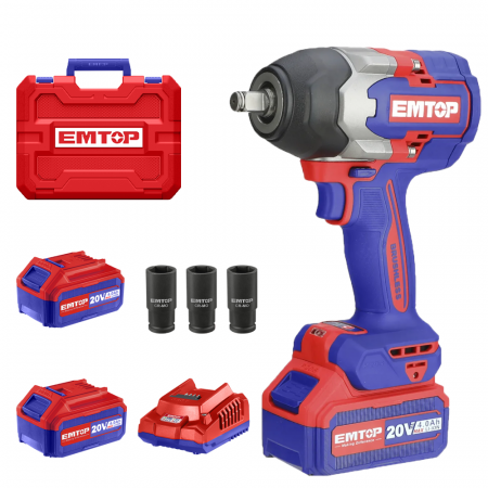 Pistoale de impact electrice si pneumatice - Bormasina de impact si insurubat cu 2 acumulatori 4.0AH, motor fara perii (brushless), 850Nm, cutie de transport - ECiWL2085, EMTOP