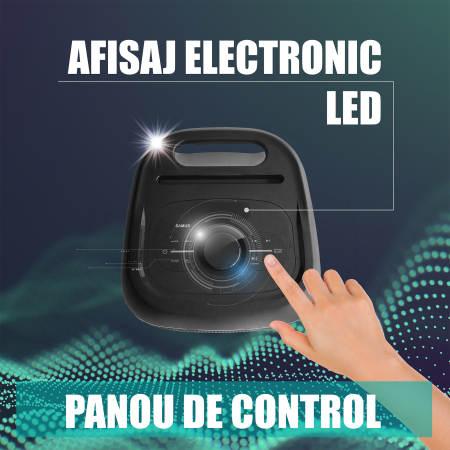Boxa portabila Samus Prime Sound 590, Putere RMS 450 W / de iesire 590 W / PMPO 4500 W, Afisaj electronic LED, Compatibil MP3, MP4, DVD, TV, PC, Fm radio, Bluetooth 5.0 [8]