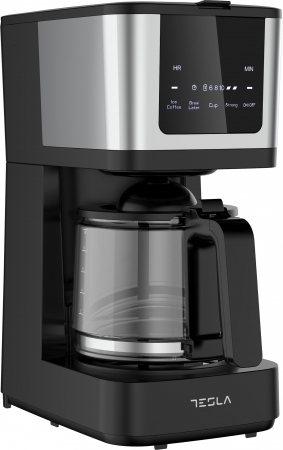 Cafetiera digitala Tesla CMF200BX, display digital, 900W, capacitate 12 cani, controlul intentsitatii,1.25L, Negru/Inox [3]